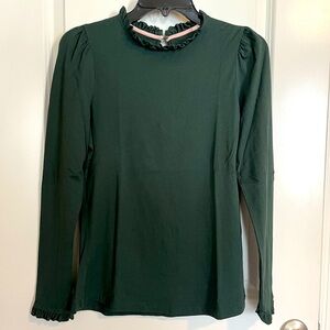 Boden Supersoft Frill Detail Top, Pine Green, US 6